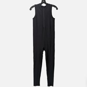 ANWND Sleeveless Zip Front Bodysuit Full Length Catsuit Black Small Medium NWT